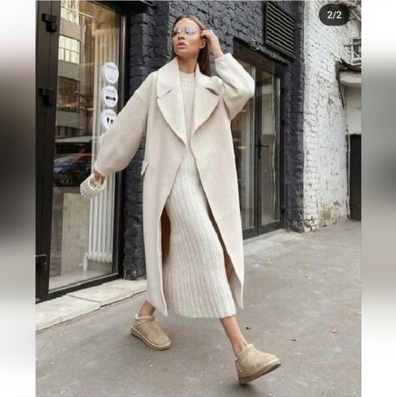 Zara Oversized Coat Cream - Picture 1 of 17